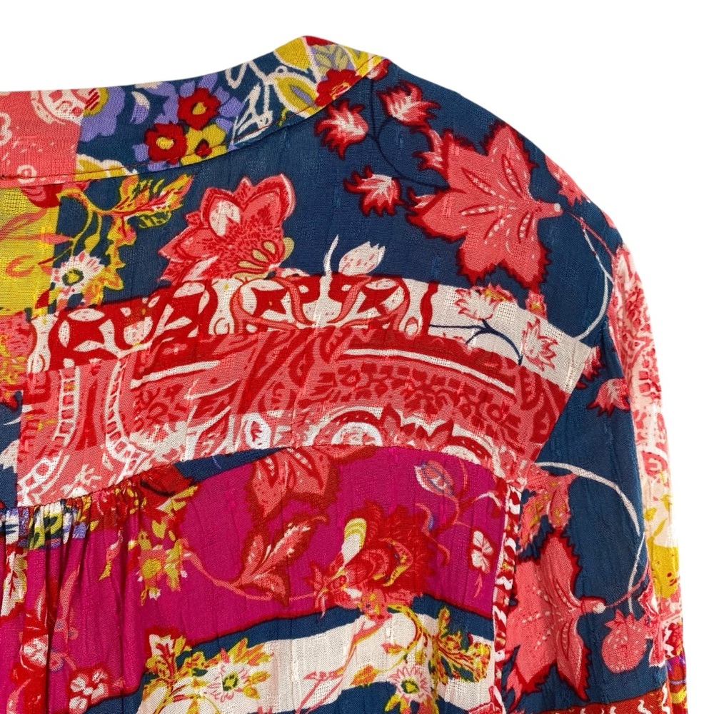 Jones New York Patchwork Print Paisley Floral Top Boho - Picture 5 of 6